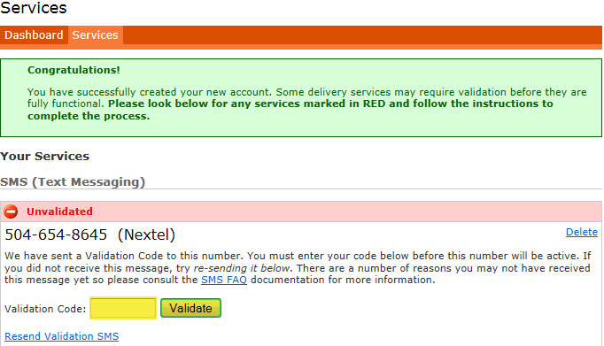 Validate Mobile Phone Page