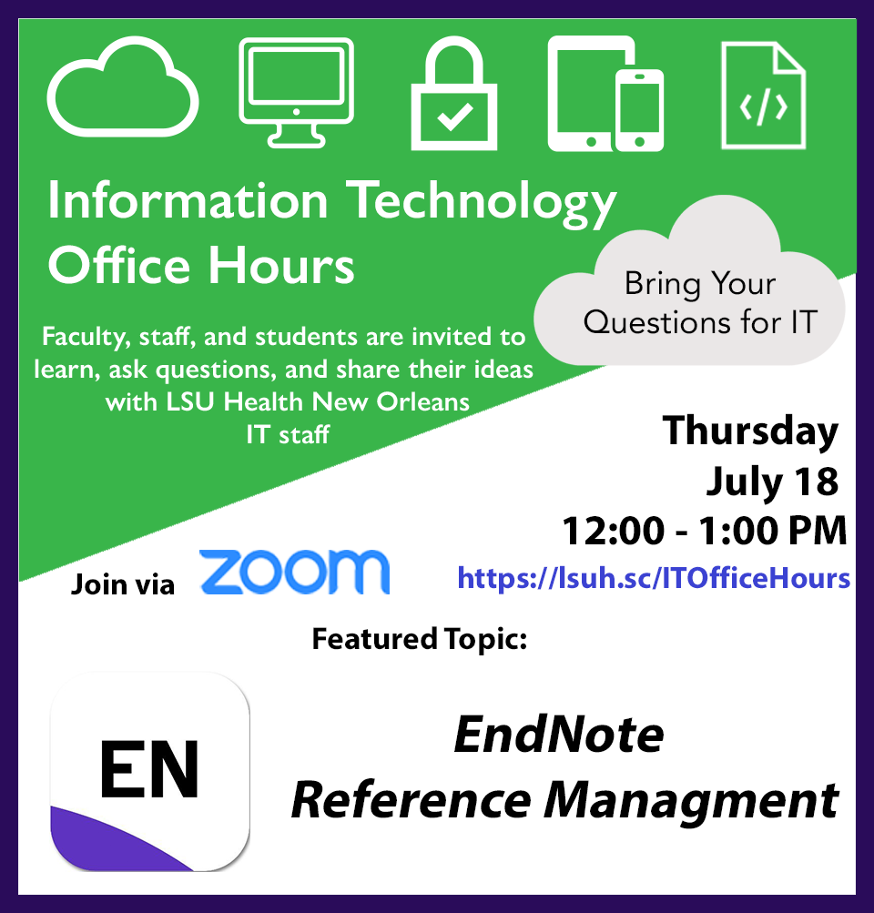 IT Office Hours Meeting Flyer 6/20 @ 12 PM via Zoom link - Topic = 25Live