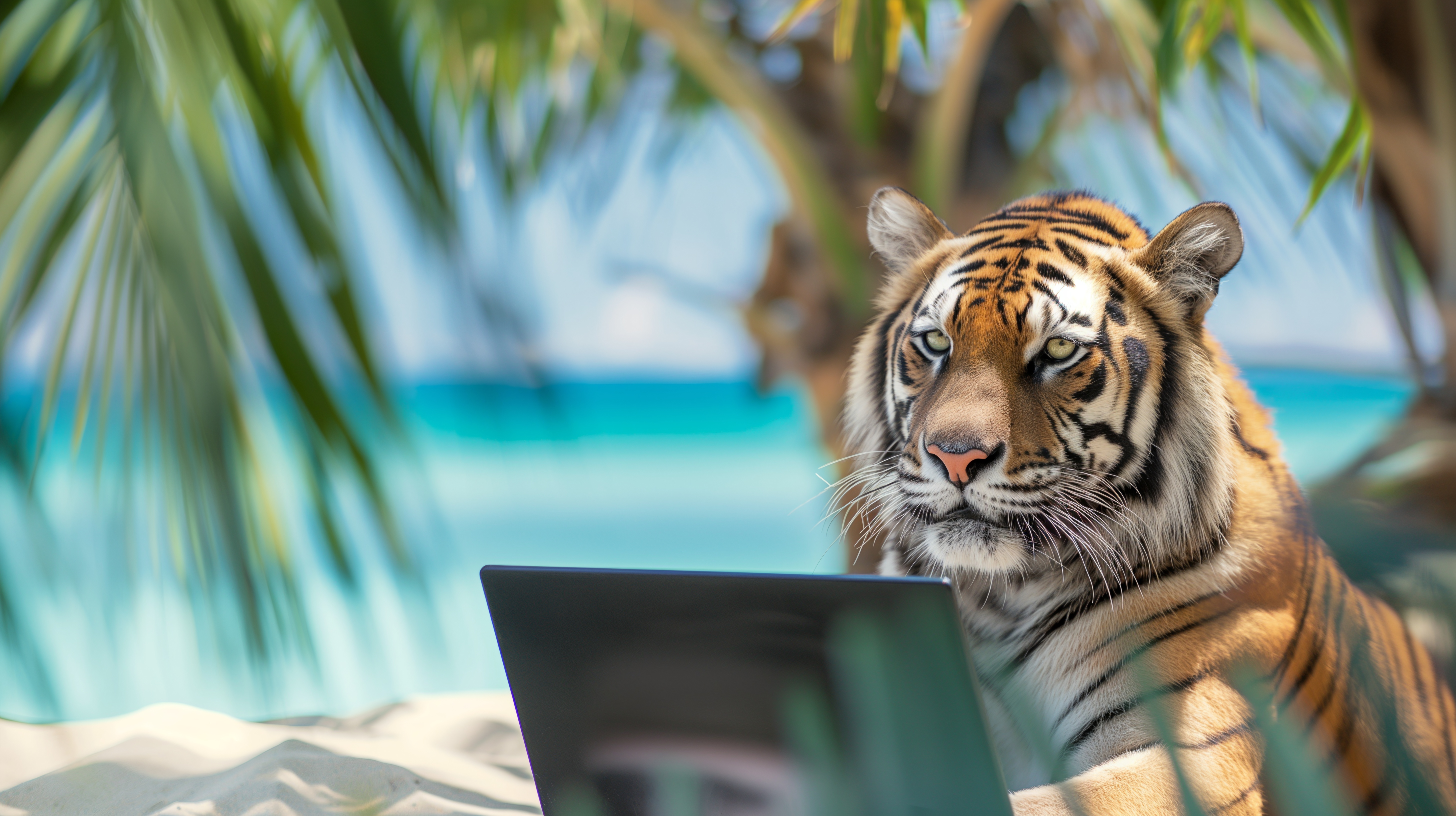 Tiger on Laptop 