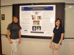 Michelle Le & Natalie Broussard with the Department of Occupational Therapy's Autism Awareness poster