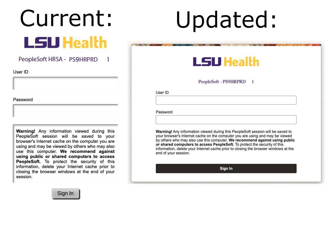 PS Upgrade Login Comparison Image