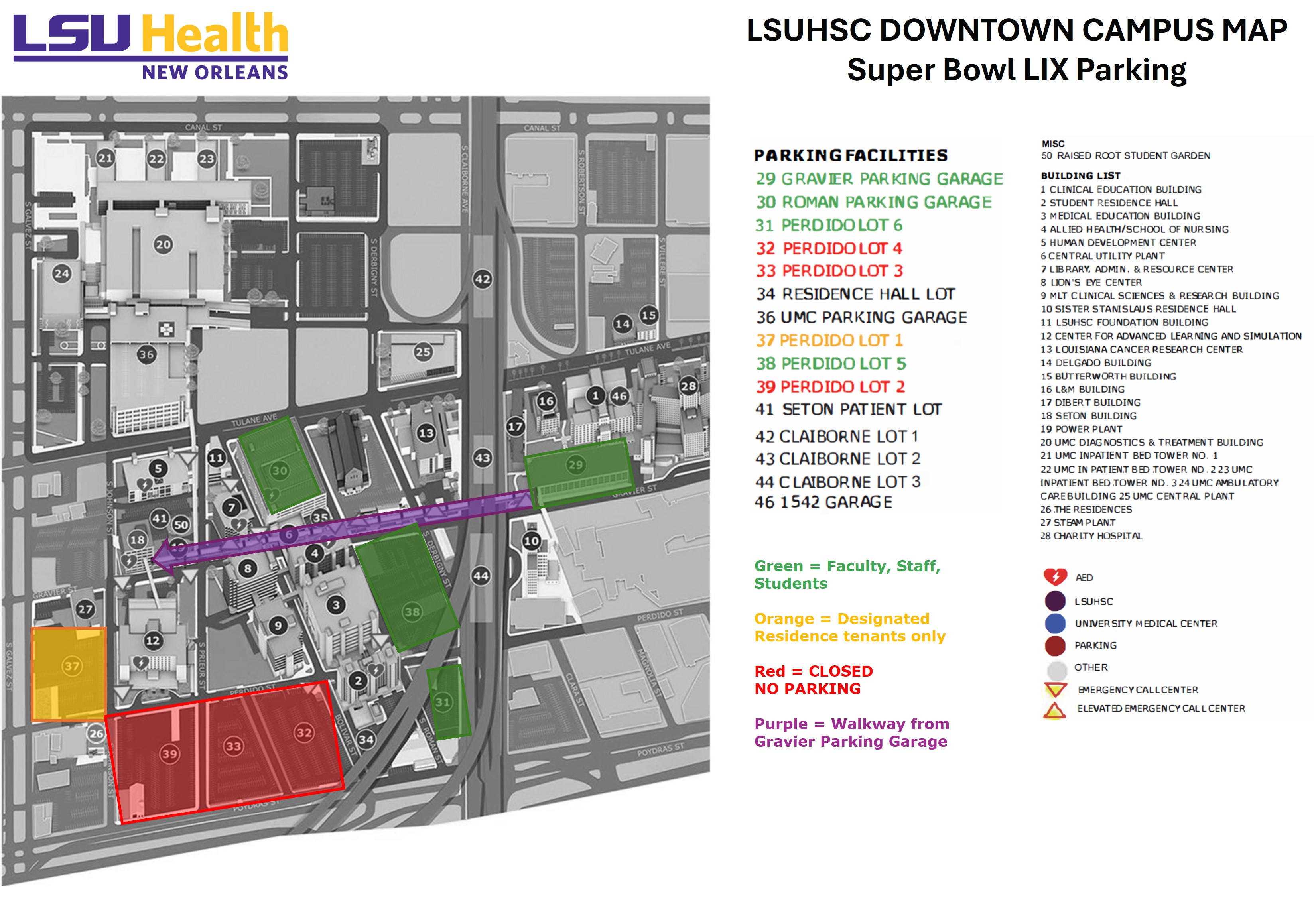 Super Bowl campus parking map